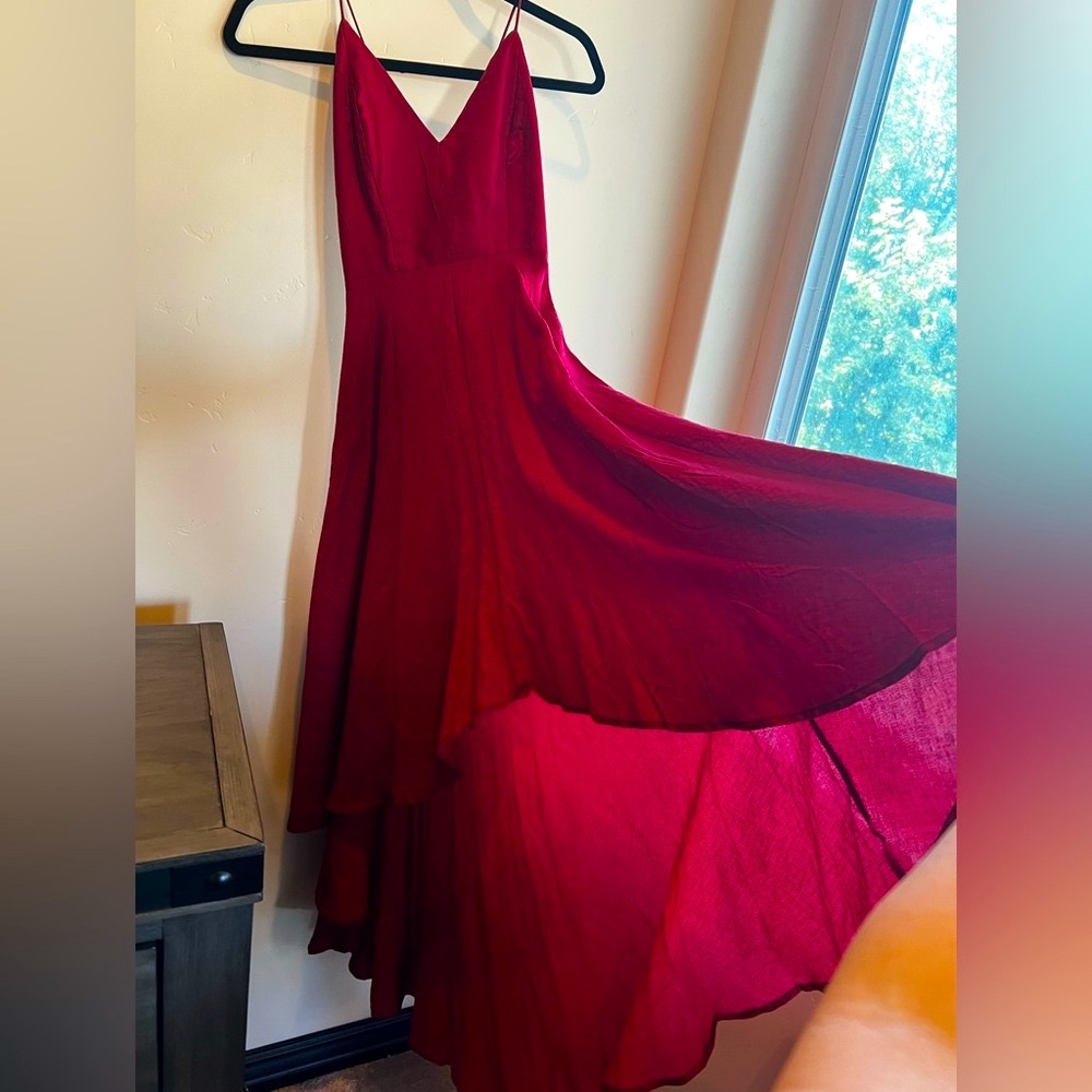 Nasty Gal Burgundy High Low Dress